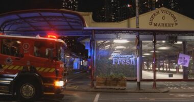 Four small fires were lit near food stalls at Queen Victoria Market about 11pm.ï»¿