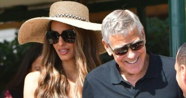 Amal Clooney supports sickly husband George in Venice