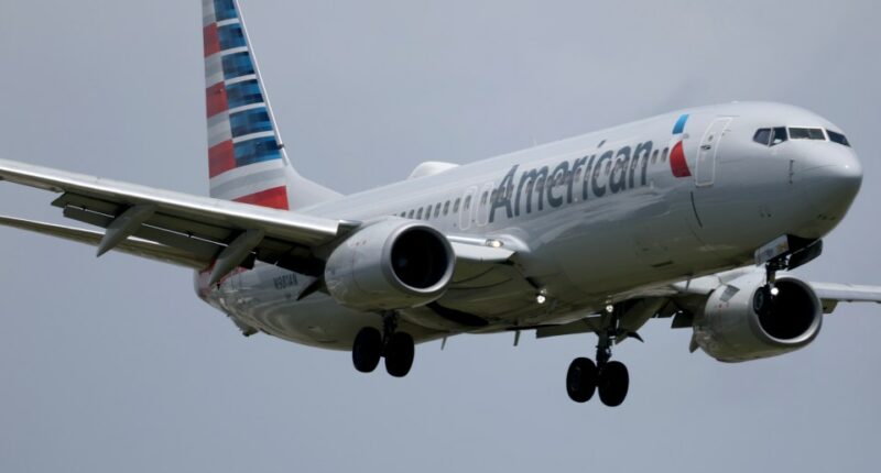 American Airlines plane landing.
