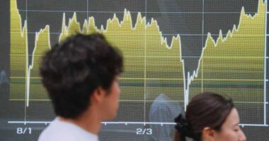 Asian shares trade mostly higher after stocks on Wall Street extend losses