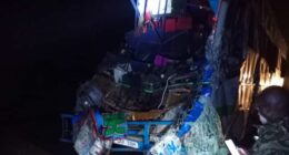 Damaged bus in Uganda.
