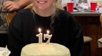 Hannah Osborn with a 17th birthday cake.