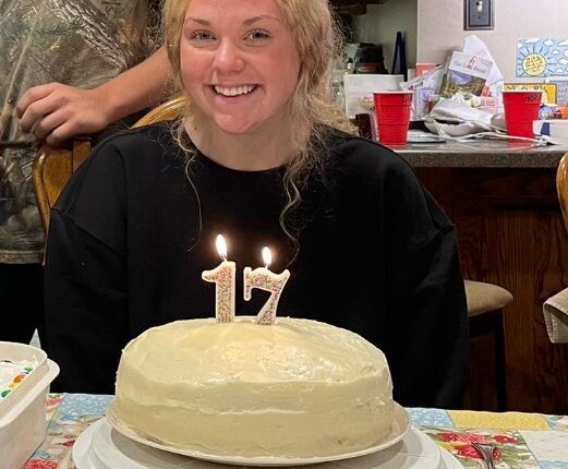 Hannah Osborn with a 17th birthday cake.