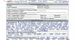 handwritten grievance by Bryan Kohberger