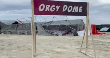 Burning Man's 'Orgy Dome' is destroyed after dust storm hits festival
