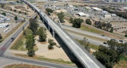 Aerial view of the Cedar Viaduct crossing in Fresno. (California High-Speed Rail Authority)
