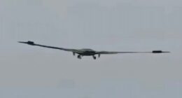 Photo of a large stealth flying-wing aircraft over China.