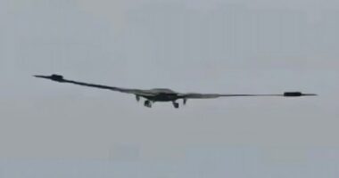 Photo of a large stealth flying-wing aircraft over China.