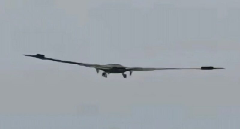 Photo of a large stealth flying-wing aircraft over China.