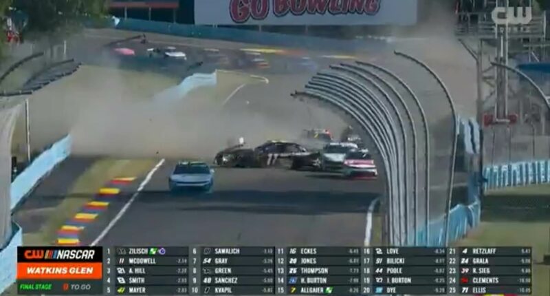 Controversial NASCAR driver sparks horrific mass car wreck