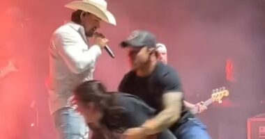 Controversial country singer Gavin Adcock nearly attacked onstage