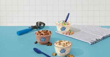A promotional image released by Culver's of the cereal concrete mixers, available starting Aug. 11, 2025.