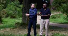 U.S. Vice President JD Vance and UK Foreign Secretary David Lammy fishing together.