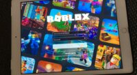 Roblox login screen on a tablet.