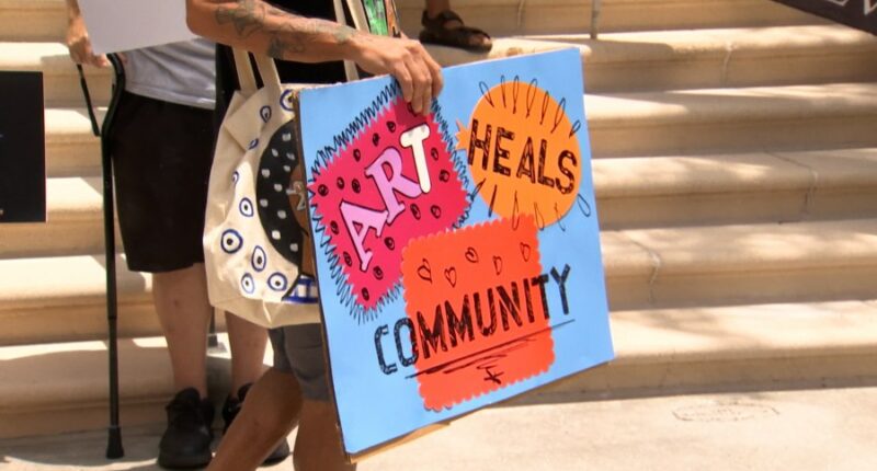 Dozens of people in St. Pete protest DOT's request to remove road art