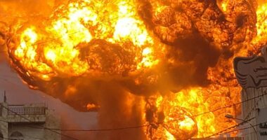Large fireball rising from an Israeli airstrike in Sanaa, Yemen.