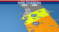 Drier Wednesday, just a spotty shower south of I-4