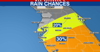 Drier Wednesday, just a spotty shower south of I-4