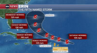 Erin strengthens into the Atlantic season's first hurricane