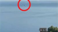 Plane wreckage in the sea.