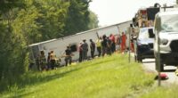 Five killed in horror bus crash that flipped onto highway in New York