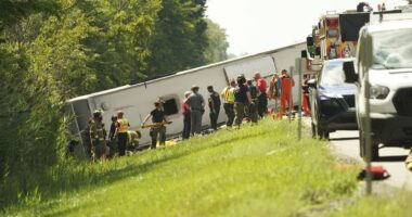 Five killed in horror bus crash that flipped onto highway in New York