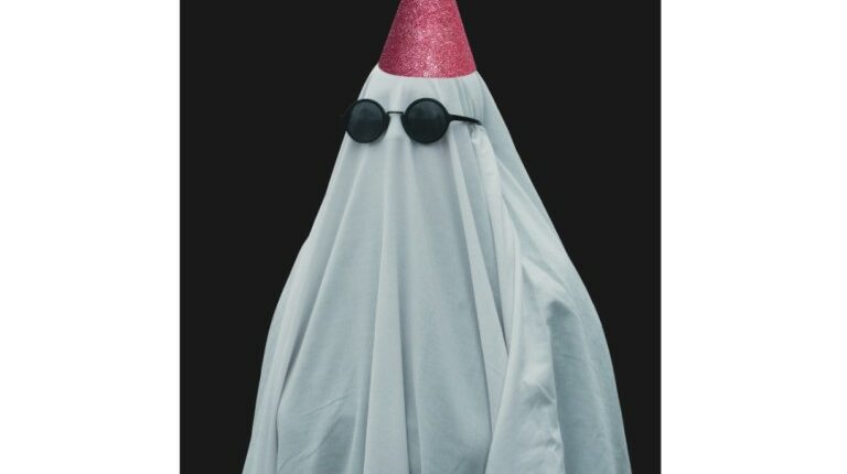 Ghost wearing sunglasses and a party hat; text overlay: "Partying isn't dead. Pitch us your party. We'll pay for it."
