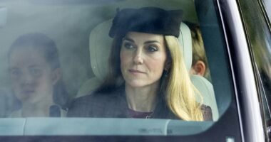 George, Charlotte and Louis join William and newly blonde Kate