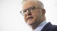 Australian Prime Minister Anthony Albanese speaks to media