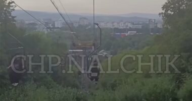 Horrific moment chairlift collapses in a Russian resort