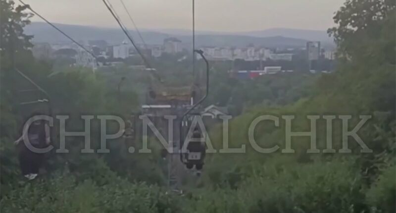 Horrific moment chairlift collapses in a Russian resort