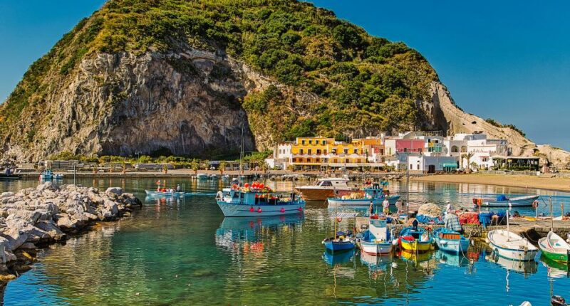 Fishing village bay on Ischia island, Italy.