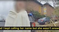 Bodycam footage of a crime scene with a blurred person wrapped in a blanket.