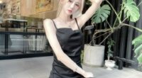 Irene Gu, influencer, in black dress.