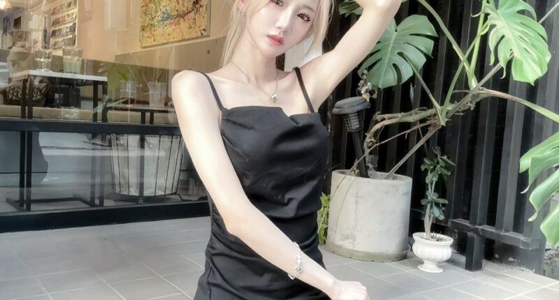 Irene Gu, influencer, in black dress.
