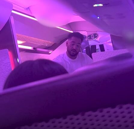 Salman Iftikhar on a plane.