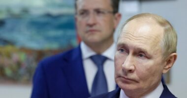 Vladimir Putin at a scientific exhibition.