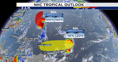 Invest 90L becoming organized; Fernand is next name on the list