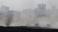 Israeli military convoy in Gaza.
