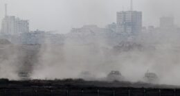 Israeli military convoy in Gaza.