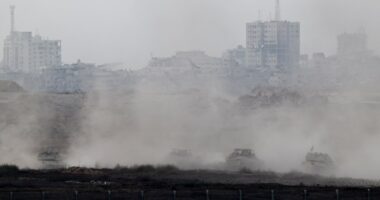 Israeli military convoy in Gaza.