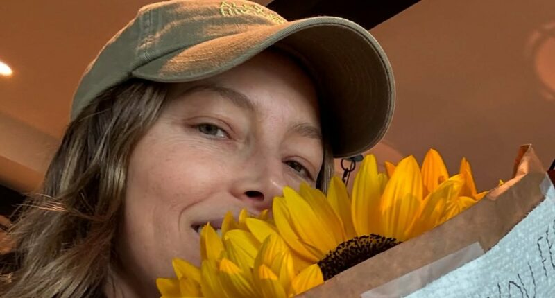 Jessica Biel reveals she has been ill as her sons present give flowers