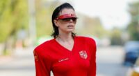Julia Fox wows in a high-cut American football-inspired leotard
