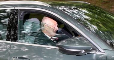 King Charles drives himself for morning service at Balmoral church
