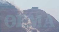 Landslide crashes into the sea in Santorini engulfing village