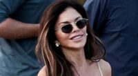 Lauren Sanchez struggles to keep her footing during double dinner date