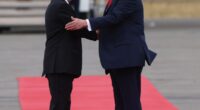 ANCHORAGE, ALASKA - AUGUST 15: (RUSSIA OUT) U.S. President Donald Trump and Russian President Vladimir Putin meet for their summit on the war in Ukraine, at U.S. Air Base on August 15, 2025, in Anchorage, Alaska, United States. Putin is having a one-day trip to Alaska. (Photo by Contributor/Getty Images)