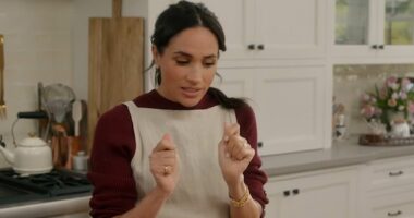 Meghan Markle shows off £236,000 of jewellery in new Netflix show as she prepares biscuits wearing Diana's watch, her £120k engagement ring and other lavish accessories