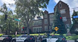 Police and first responders at the scene of a school shooting in Minneapolis.