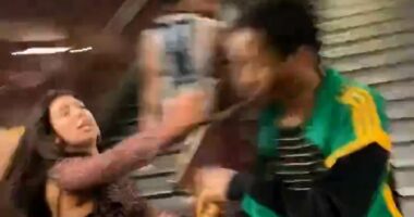 Moment Notting Hill Carnival revellers brawl as police arrest 400